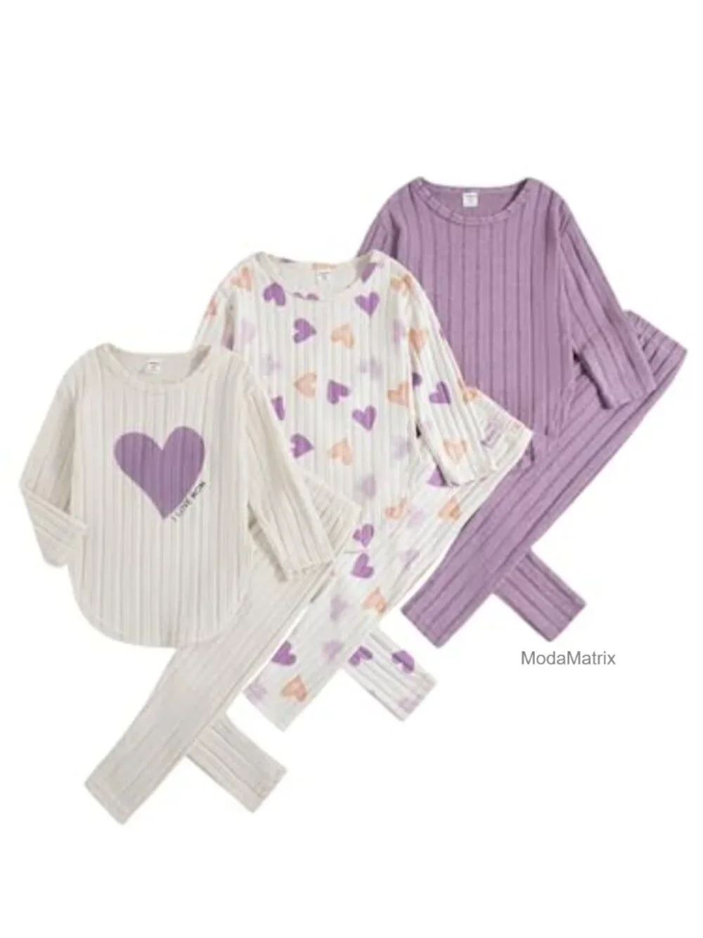 Toddler Heart Print Loungewear Set Top and Pants 3 Piece